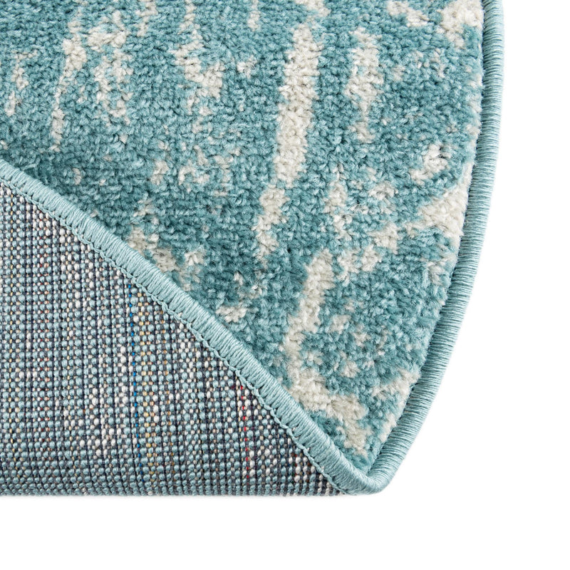 Brighton Stripes Collection Area Rug - Sussex (Light Blue) Round Light Blue lifestyle 8