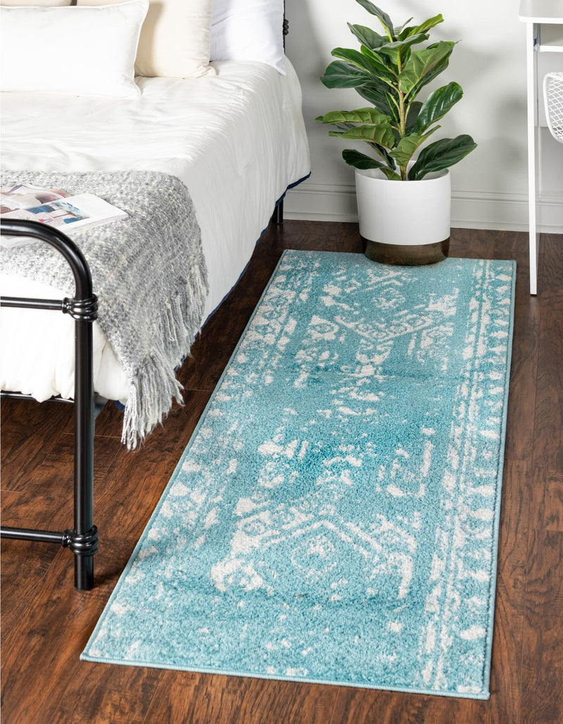 Brighton Stripes Collection Area Rug - Sussex (Light Blue) Runner Light Blue lifestyle 0