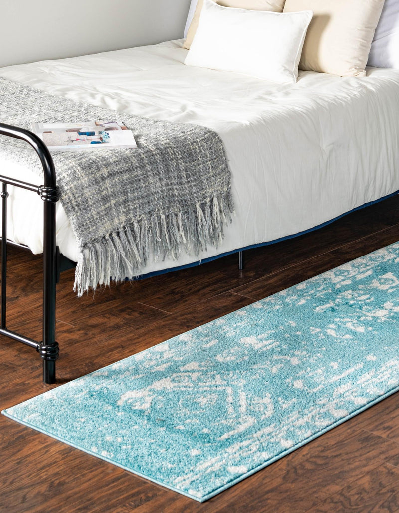Brighton Stripes Collection Area Rug - Sussex (Light Blue) Runner Light Blue lifestyle 2