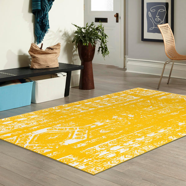 Brighton Stripes Collection Area Rug - Sussex (Yellow) Rectangle Yellow lifestyle 14