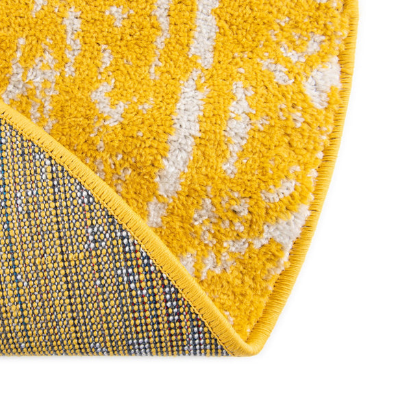 Brighton Stripes Collection Area Rug - Sussex (Yellow) Round Yellow lifestyle 7