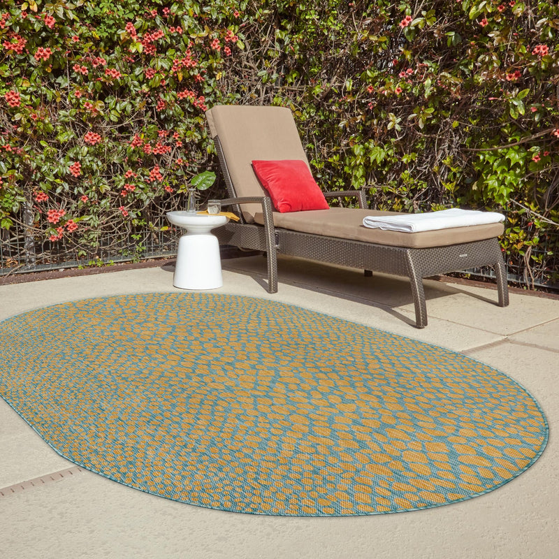 Urban Oasis Rugs Collection Area Rug - Terrace (Yellow and Aqua) Oval Yellow and Aqua lifestyle 22