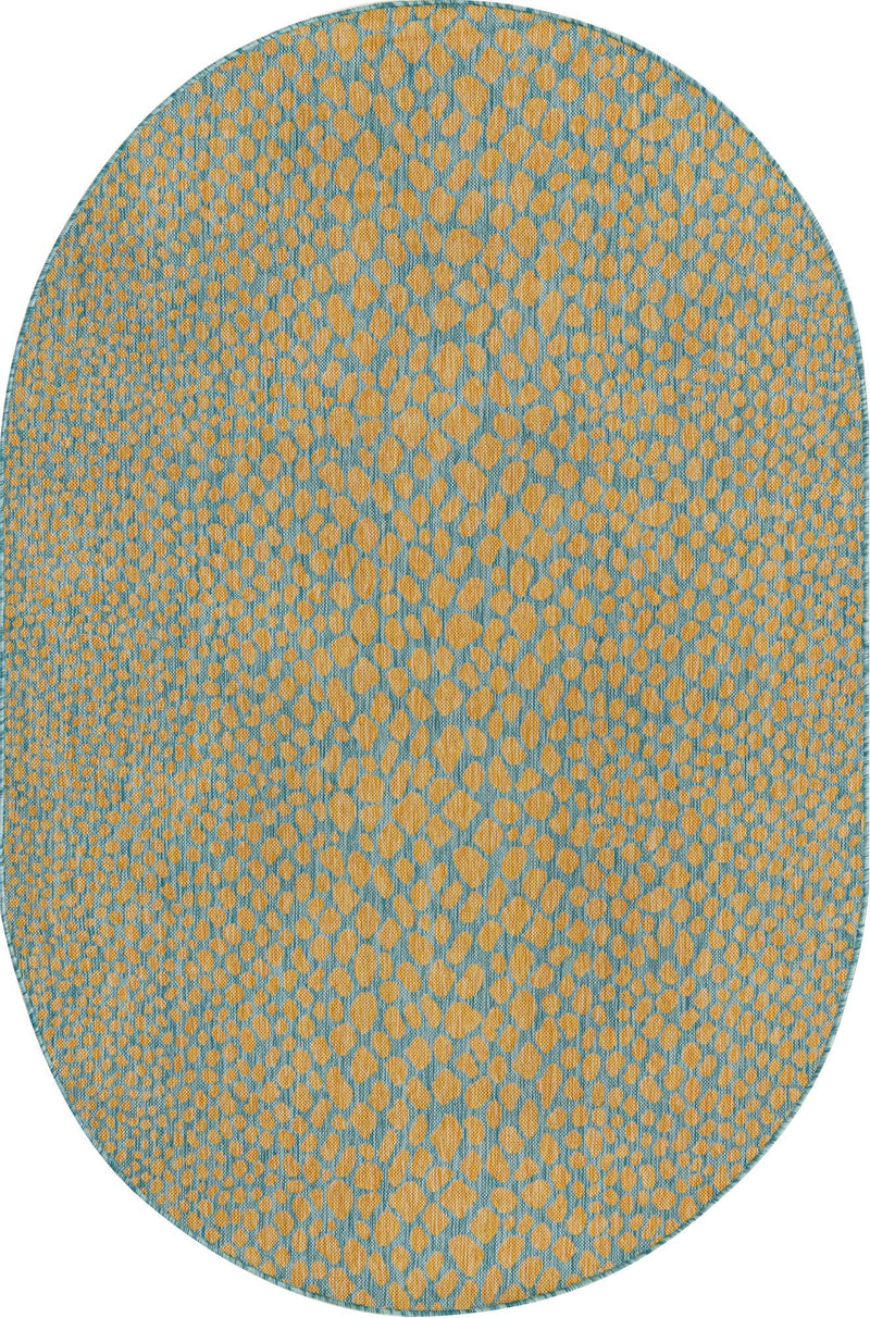 Urban Oasis Rugs Collection Area Rug - Terrace (Yellow and Aqua) Oval Yellow and Aqua Main