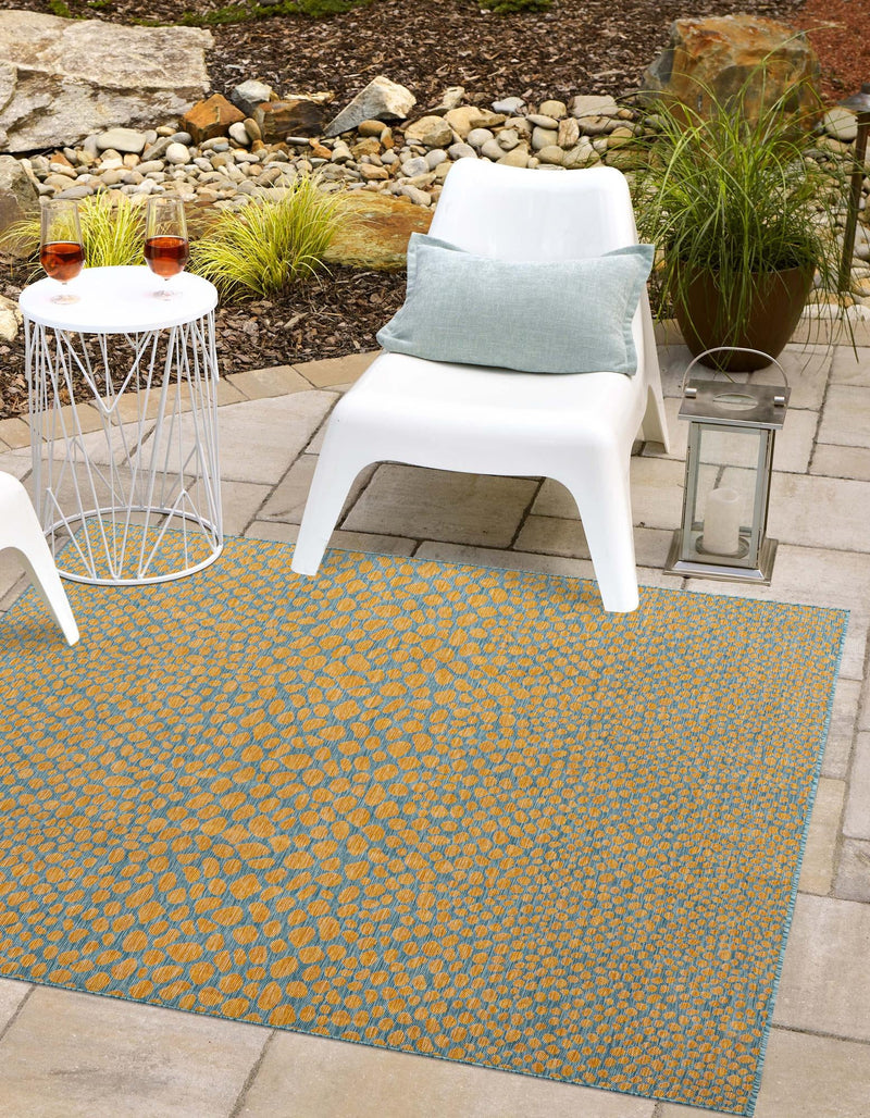 Urban Oasis Rugs Collection Area Rug - Terrace (Yellow and Aqua) Square Yellow and Aqua lifestyle 0