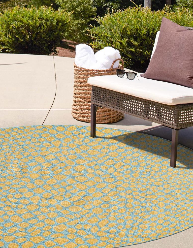 Urban Oasis Rugs Collection Area Rug - Terrace (Yellow and Aqua) Round Yellow and Aqua lifestyle 2