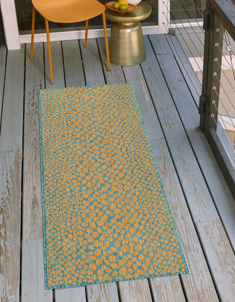 Urban Oasis Rugs Collection Area Rug - Terrace (Yellow and Aqua) Runner Yellow and Aqua lifestyle 0