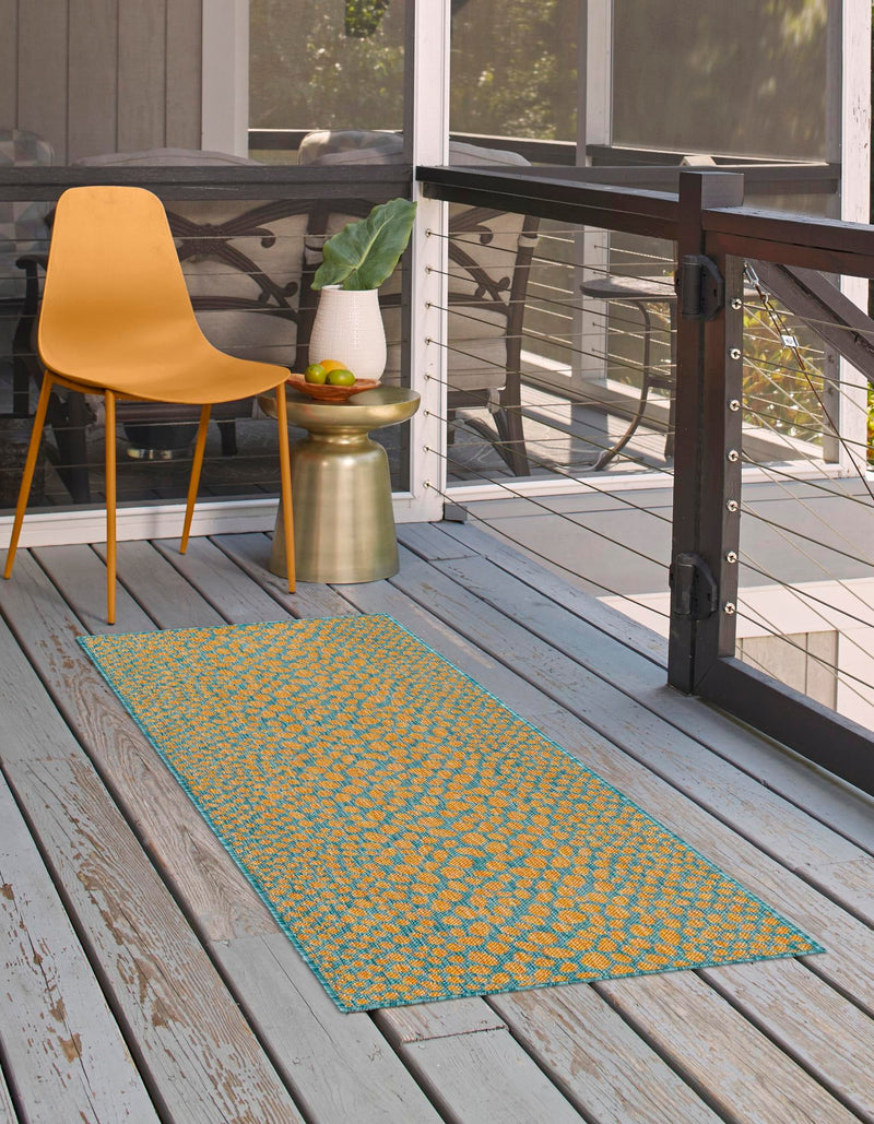 Urban Oasis Rugs Collection Area Rug - Terrace (Yellow and Aqua) Runner Yellow and Aqua lifestyle 2