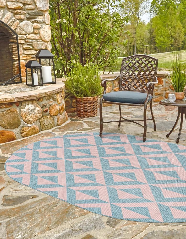 Urban Oasis Rugs Collection Area Rug - Highrise (Pink and Aqua) Oval Pink and Aqua lifestyle 2