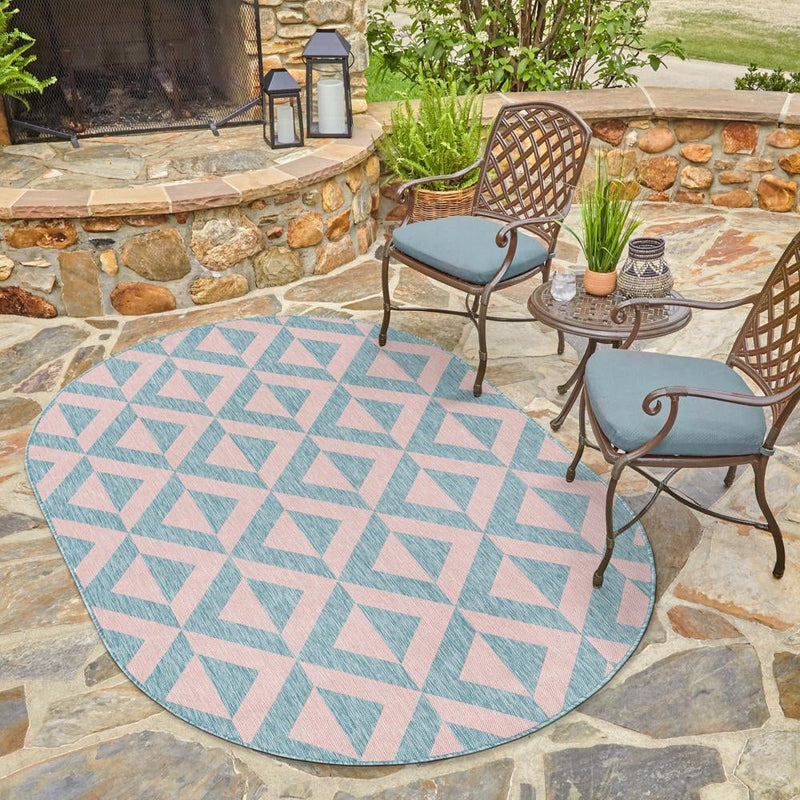 Urban Oasis Rugs Collection Area Rug - Highrise (Pink and Aqua) Oval Pink and Aqua lifestyle 15