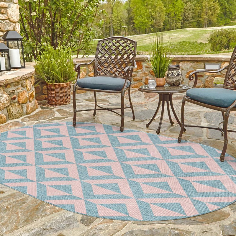 Urban Oasis Rugs Collection Area Rug - Highrise (Pink and Aqua) Oval Pink and Aqua lifestyle 16