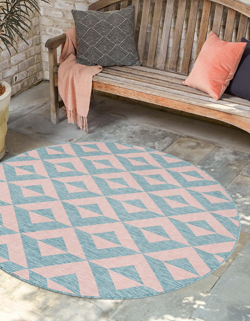 Urban Oasis Rugs Collection Area Rug - Highrise (Pink and Aqua) Round Pink and Aqua lifestyle 0