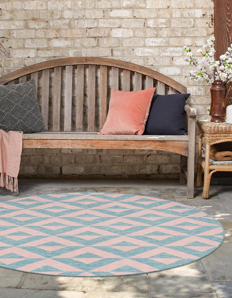 Urban Oasis Rugs Collection Area Rug - Highrise (Pink and Aqua) Round Pink and Aqua lifestyle 2