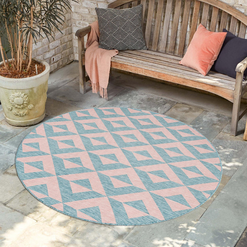 Urban Oasis Rugs Collection Area Rug - Highrise (Pink and Aqua) Round Pink and Aqua lifestyle 15