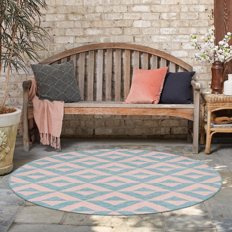 Urban Oasis Rugs Collection Area Rug - Highrise (Pink and Aqua) Round Pink and Aqua lifestyle 16