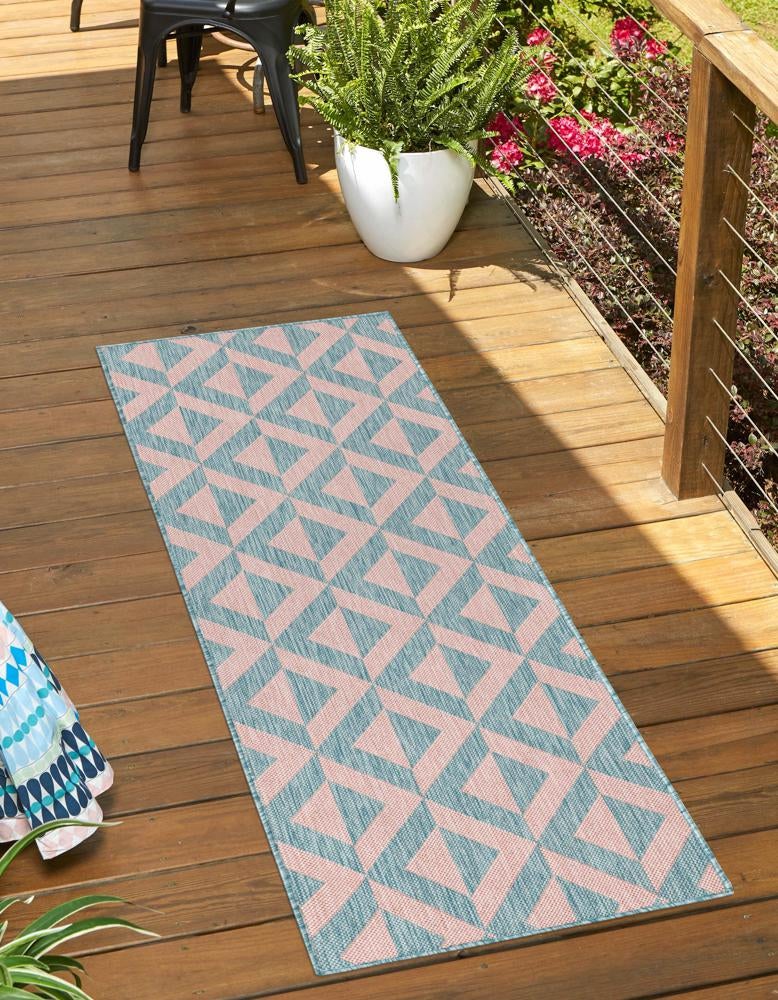 Urban Oasis Rugs Collection Area Rug - Highrise (Pink and Aqua) Runner Pink and Aqua lifestyle 0