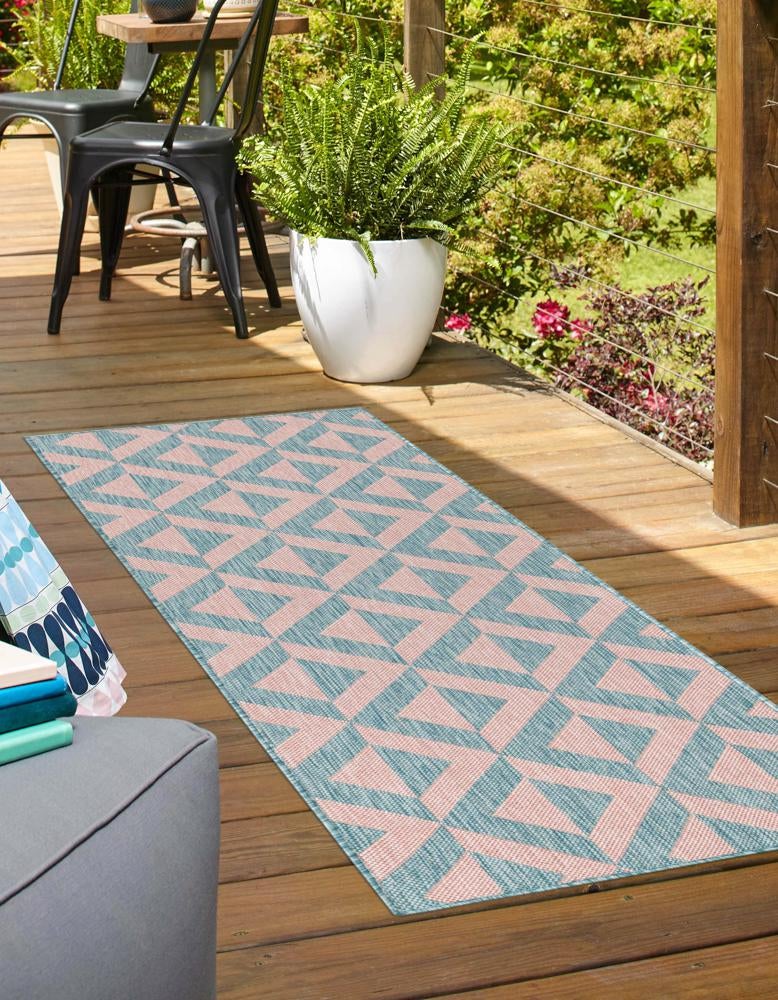 Urban Oasis Rugs Collection Area Rug - Highrise (Pink and Aqua) Runner Pink and Aqua lifestyle 2