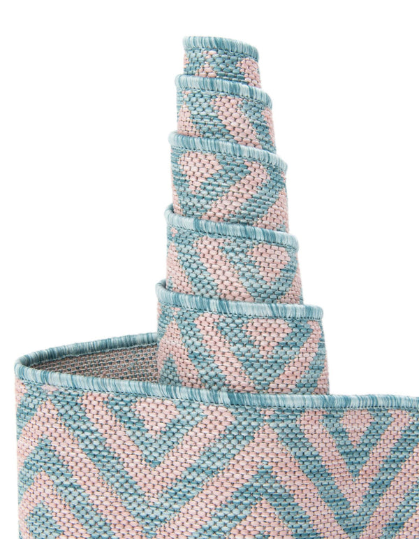 Urban Oasis Rugs Collection Area Rug - Rooftop (Pink and Aqua) Oval Pink and Aqua lifestyle 13