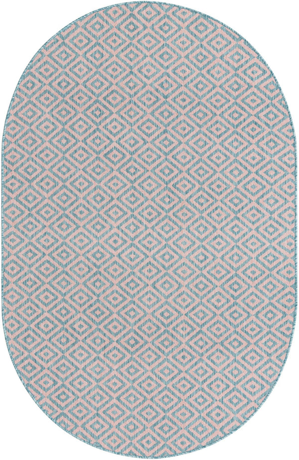 Urban Oasis Rugs Collection Area Rug - Rooftop (Pink and Aqua) Oval Pink and Aqua Main