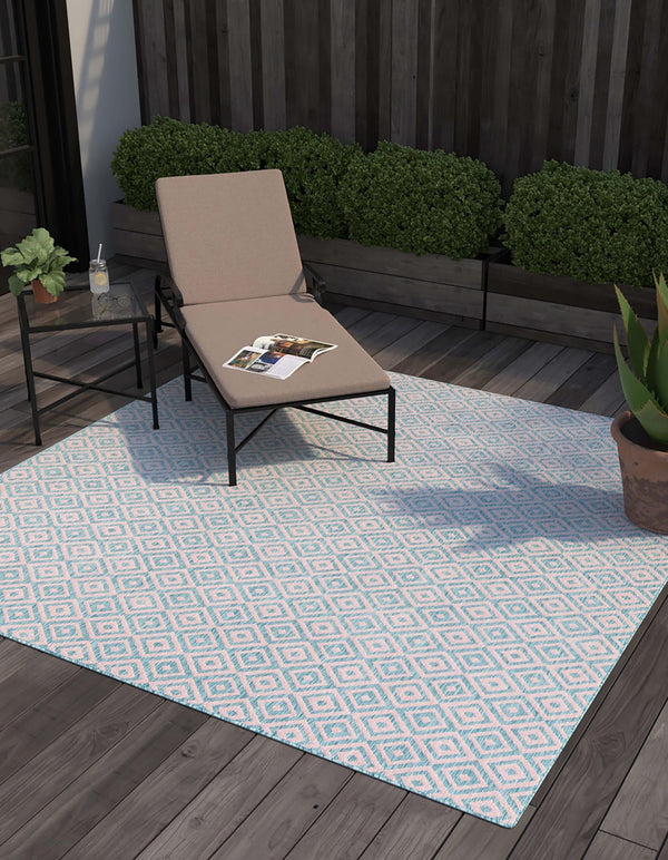 Urban Oasis Rugs Collection Area Rug - Rooftop (Pink and Aqua) Square Pink and Aqua lifestyle 2