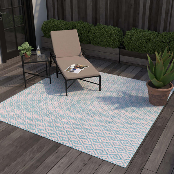 Urban Oasis Rugs Collection Area Rug - Rooftop (Pink and Aqua) Square Pink and Aqua lifestyle 14