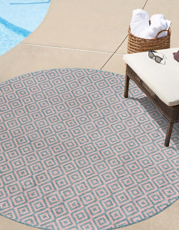 Urban Oasis Rugs Collection Area Rug - Rooftop (Pink and Aqua) Round Pink and Aqua lifestyle 0