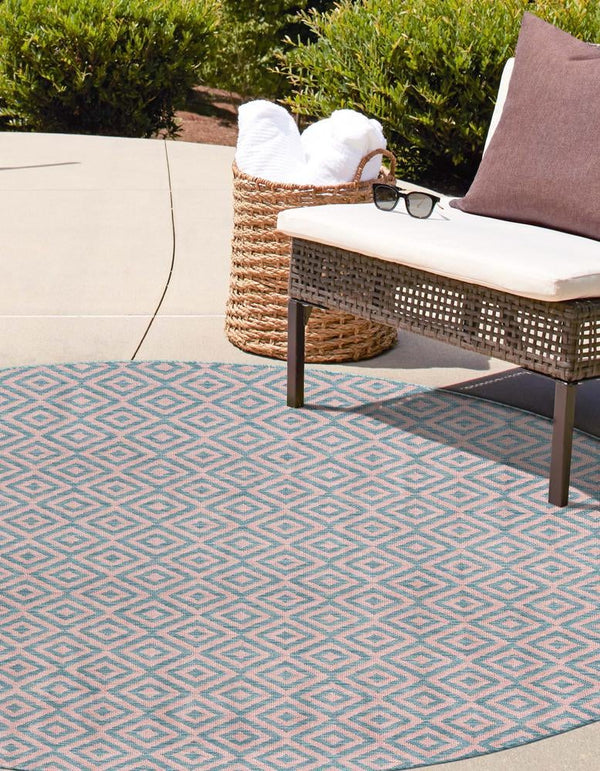 Urban Oasis Rugs Collection Area Rug - Rooftop (Pink and Aqua) Round Pink and Aqua lifestyle 2