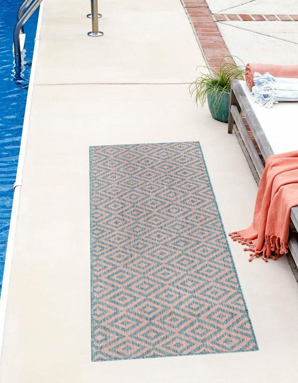 Urban Oasis Rugs Collection Area Rug - Rooftop (Pink and Aqua) Runner Pink and Aqua lifestyle 0