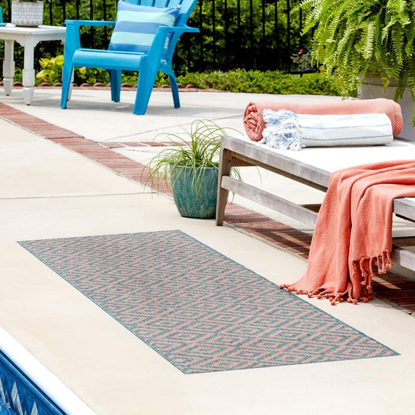Urban Oasis Rugs Collection Area Rug - Rooftop (Pink and Aqua) Runner Pink and Aqua lifestyle 14