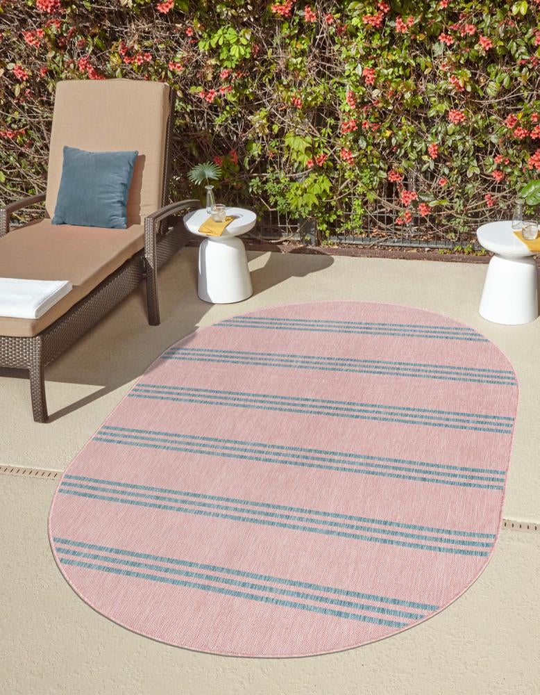 Urban Oasis Rugs Collection Area Rug - District (Pink and Aqua) Oval Pink and Aqua lifestyle 0