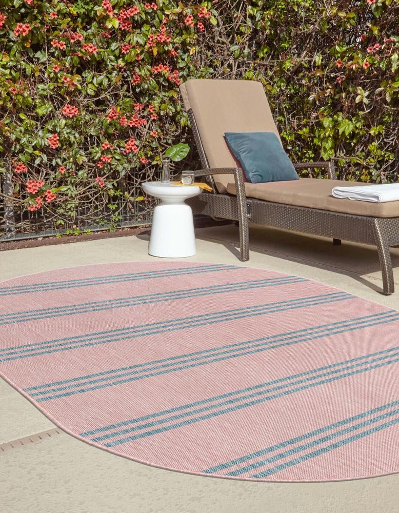 Urban Oasis Rugs Collection Area Rug - District (Pink and Aqua) Oval Pink and Aqua lifestyle 2