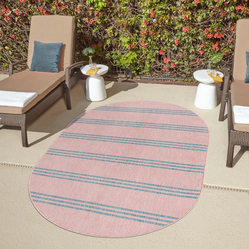 Urban Oasis Rugs Collection Area Rug - District (Pink and Aqua) Oval Pink and Aqua lifestyle 17