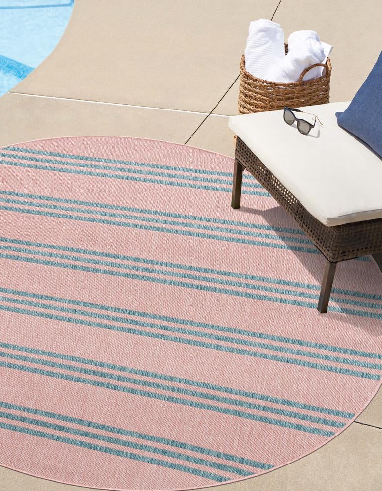 Urban Oasis Rugs Collection Area Rug - District (Pink and Aqua) Round Pink and Aqua lifestyle 0