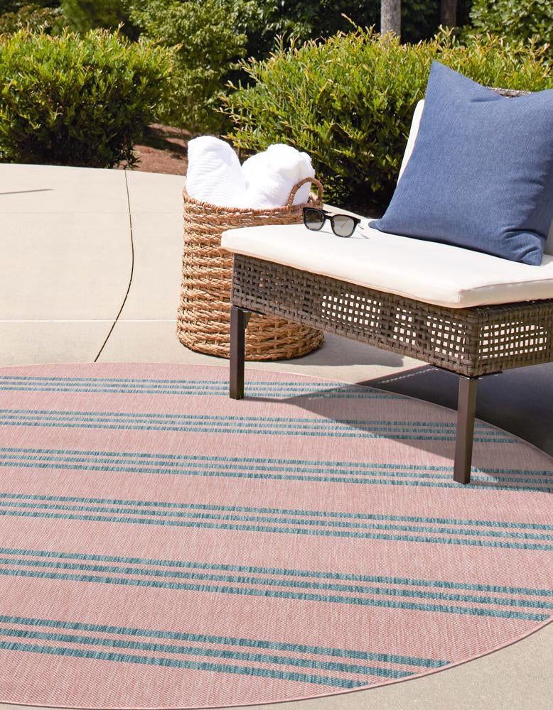 Urban Oasis Rugs Collection Area Rug - District (Pink and Aqua) Round Pink and Aqua lifestyle 2