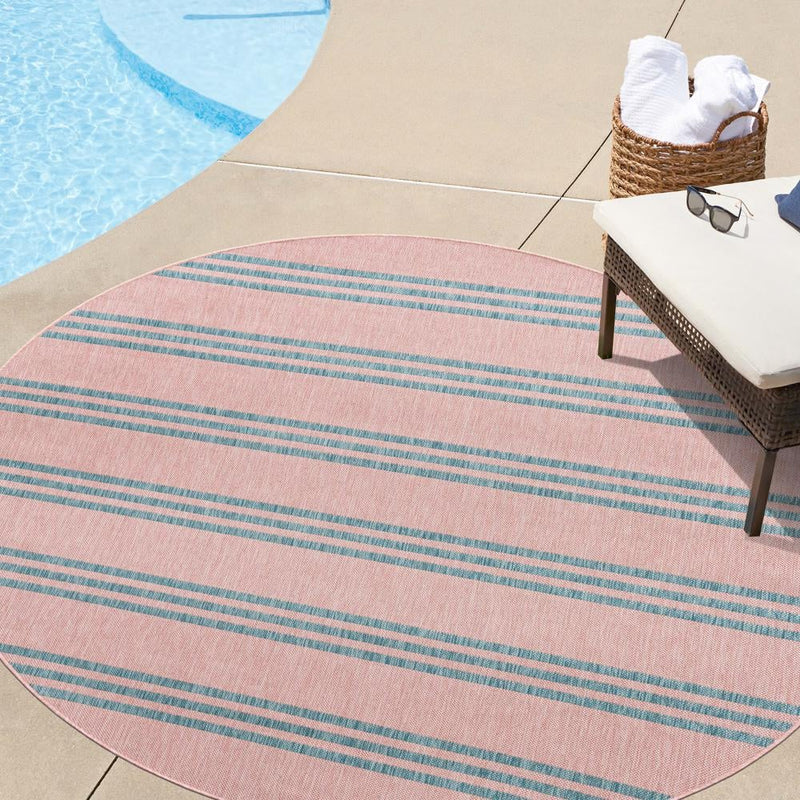 Urban Oasis Rugs Collection Area Rug - District (Pink and Aqua) Round Pink and Aqua lifestyle 17