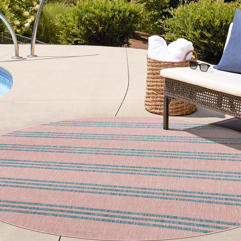 Urban Oasis Rugs Collection Area Rug - District (Pink and Aqua) Round Pink and Aqua lifestyle 18