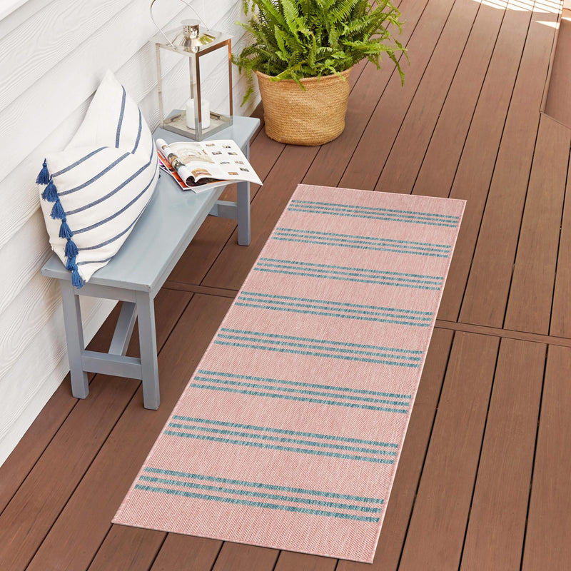 Urban Oasis Rugs Collection Area Rug - District (Pink and Aqua) Runner Pink and Aqua lifestyle 13