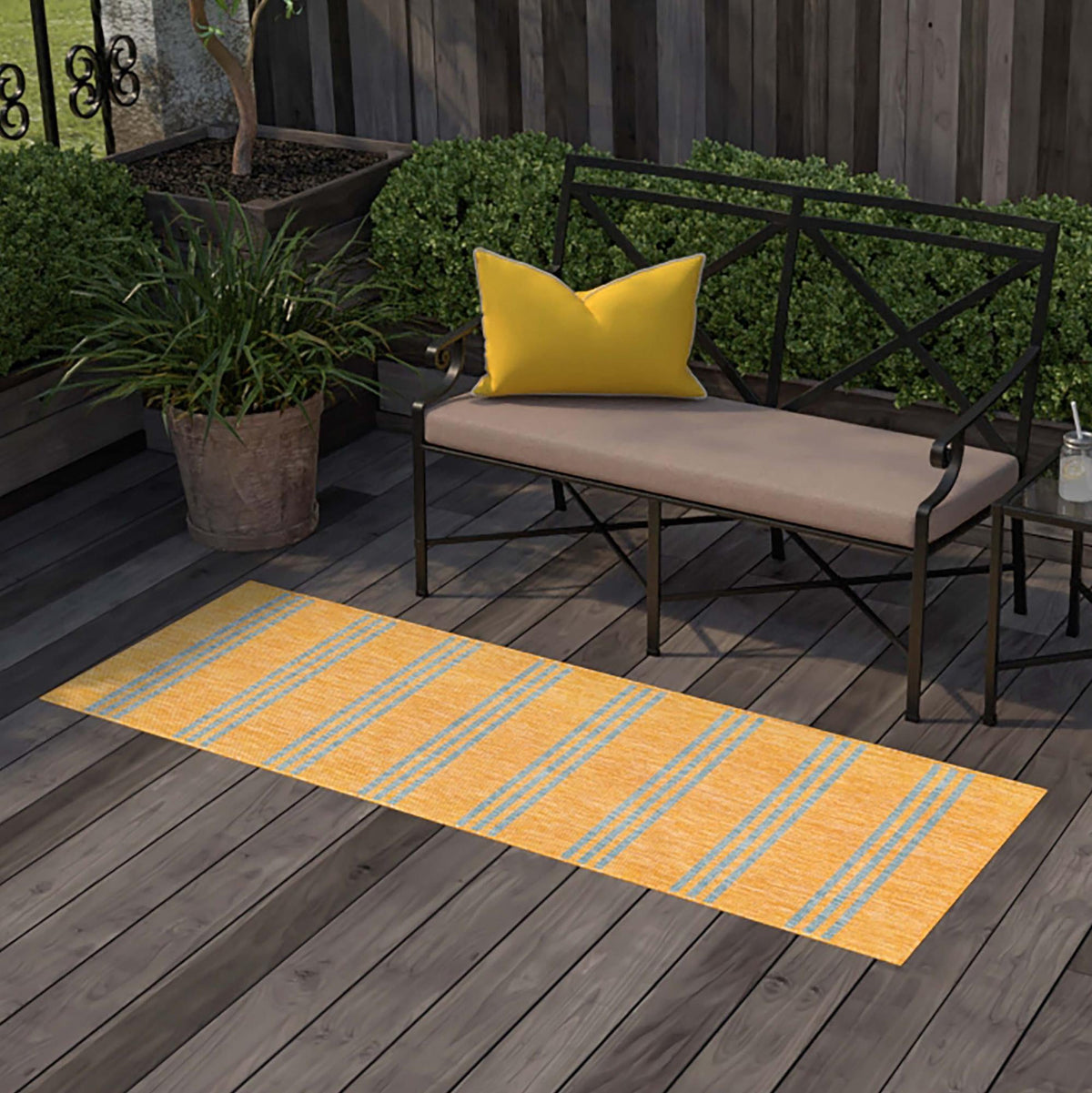 Urban Oasis Rugs Collection Area Rug - District (Yellow and Aqua) Runner Yellow and Aqua lifestyle 14