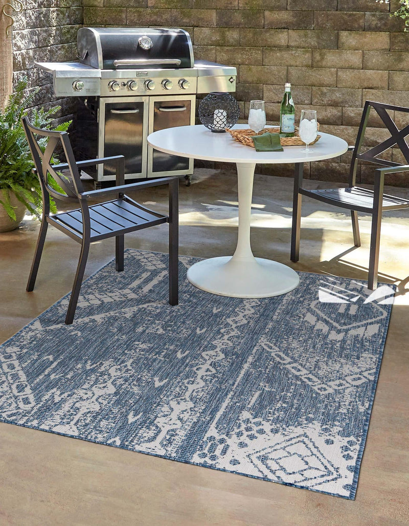 Desert Nomad Terrace Collection Area Rug - Sahara (Blue) Rectangle Blue lifestyle 0
