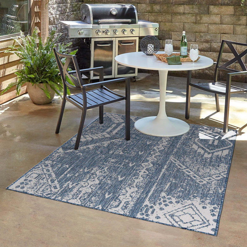 Desert Nomad Terrace Collection Area Rug - Sahara (Blue) Rectangle Blue lifestyle 13