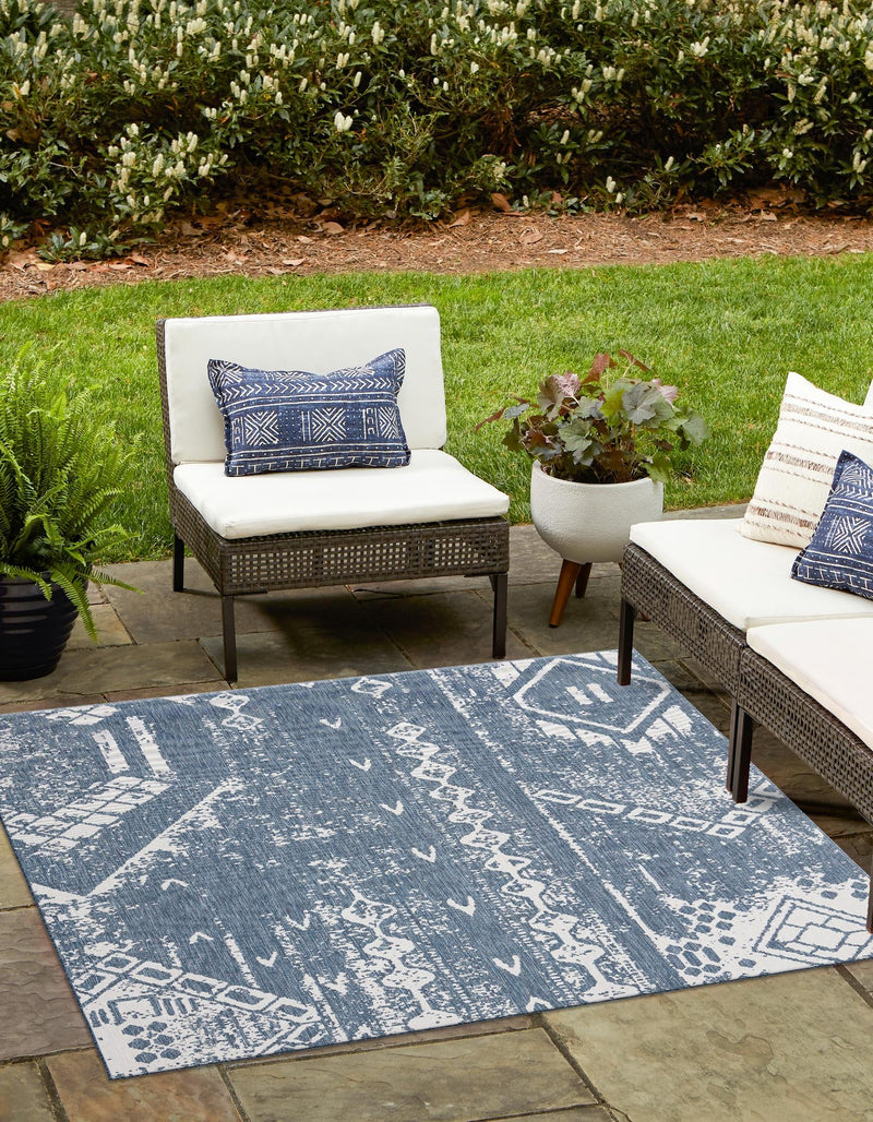 Desert Nomad Terrace Collection Area Rug - Sahara (Blue) Square Blue lifestyle 10