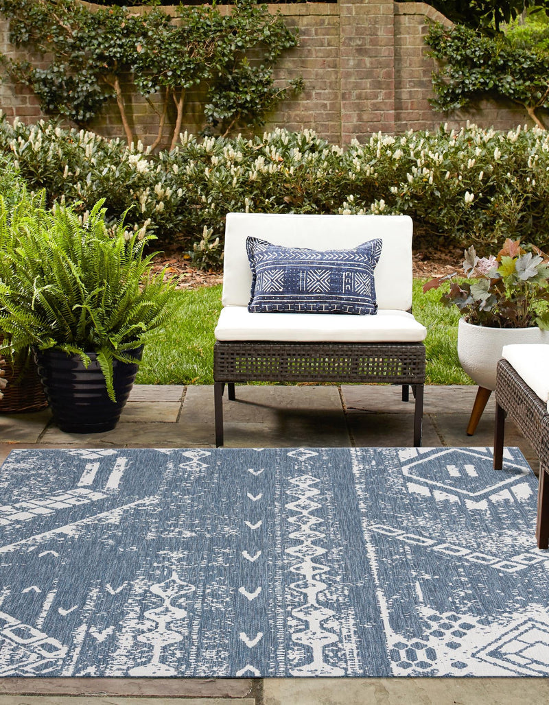 Desert Nomad Terrace Collection Area Rug - Sahara (Blue) Square Blue lifestyle 13