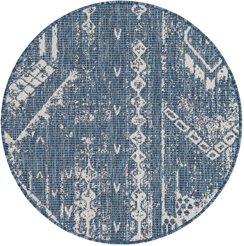 Desert Nomad Terrace Collection Area Rug - Sahara (Blue) Round Blue Main