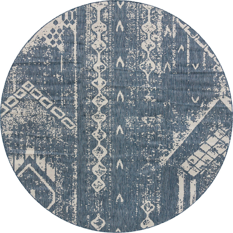 Desert Nomad Terrace Collection Area Rug - Sahara (Blue) Round Blue lifestyle 9