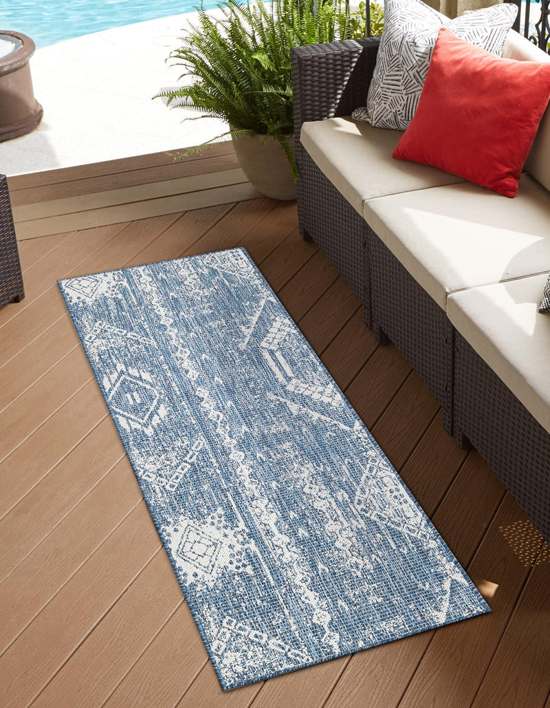 Desert Nomad Terrace Collection Area Rug - Sahara (Blue) Runner Blue lifestyle 0