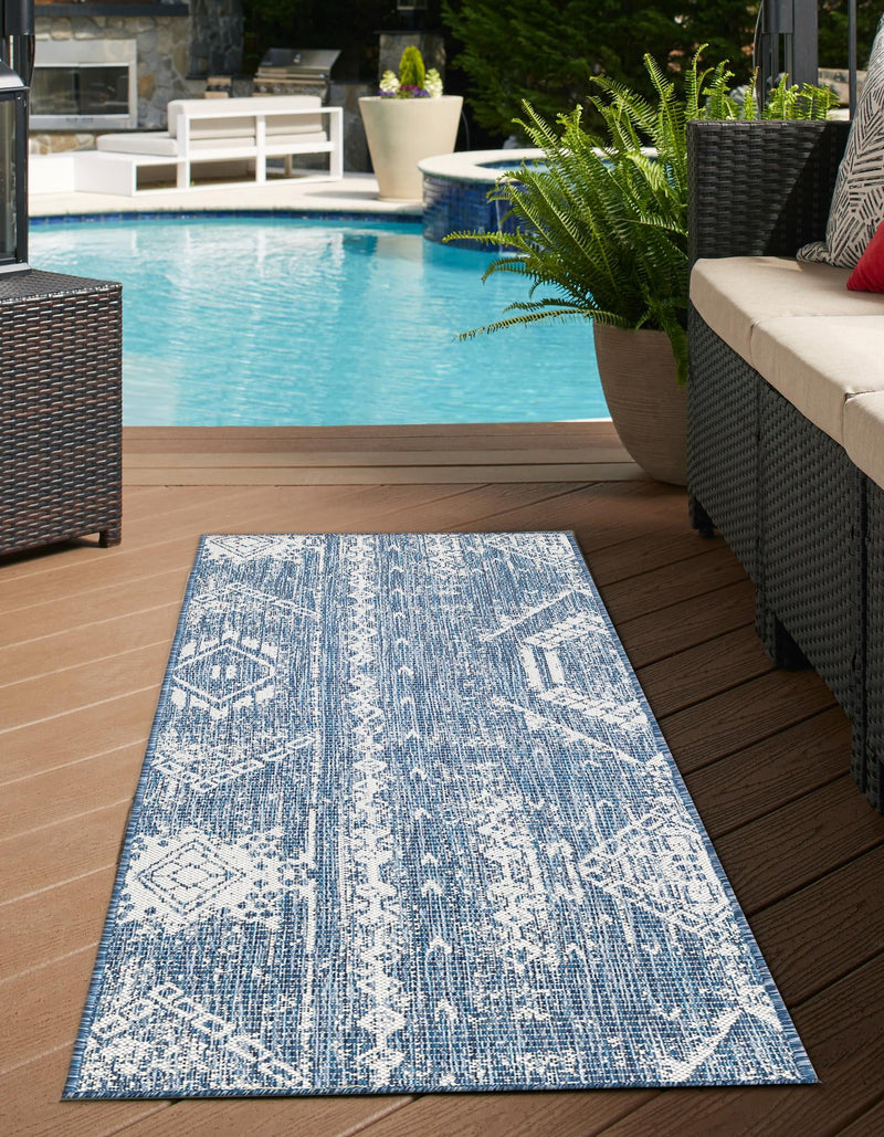 Desert Nomad Terrace Collection Area Rug - Sahara (Blue) Runner Blue lifestyle 2