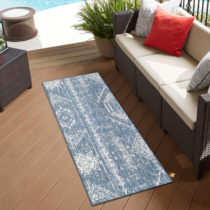 Desert Nomad Terrace Collection Area Rug - Sahara (Blue) Runner Blue lifestyle 13