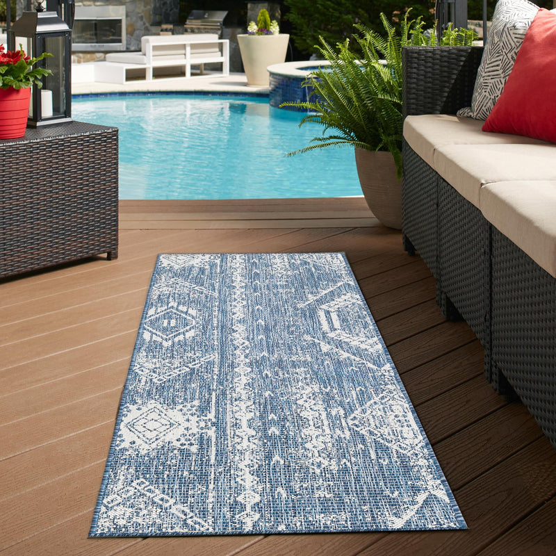 Desert Nomad Terrace Collection Area Rug - Sahara (Blue) Runner Blue lifestyle 14