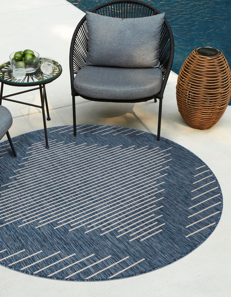 Urban Terrace Collection Area Rug - Chelsea (Blue) Round Blue lifestyle 0