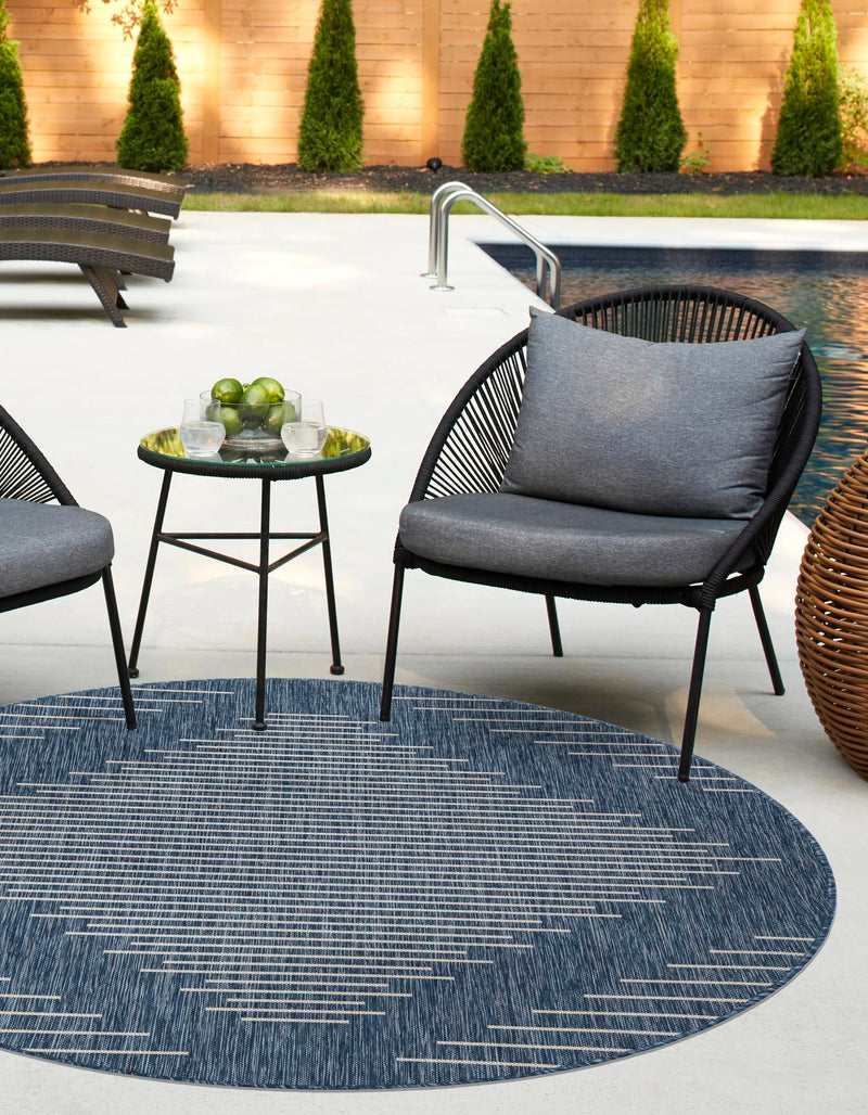 Urban Terrace Collection Area Rug - Chelsea (Blue) Round Blue lifestyle 2