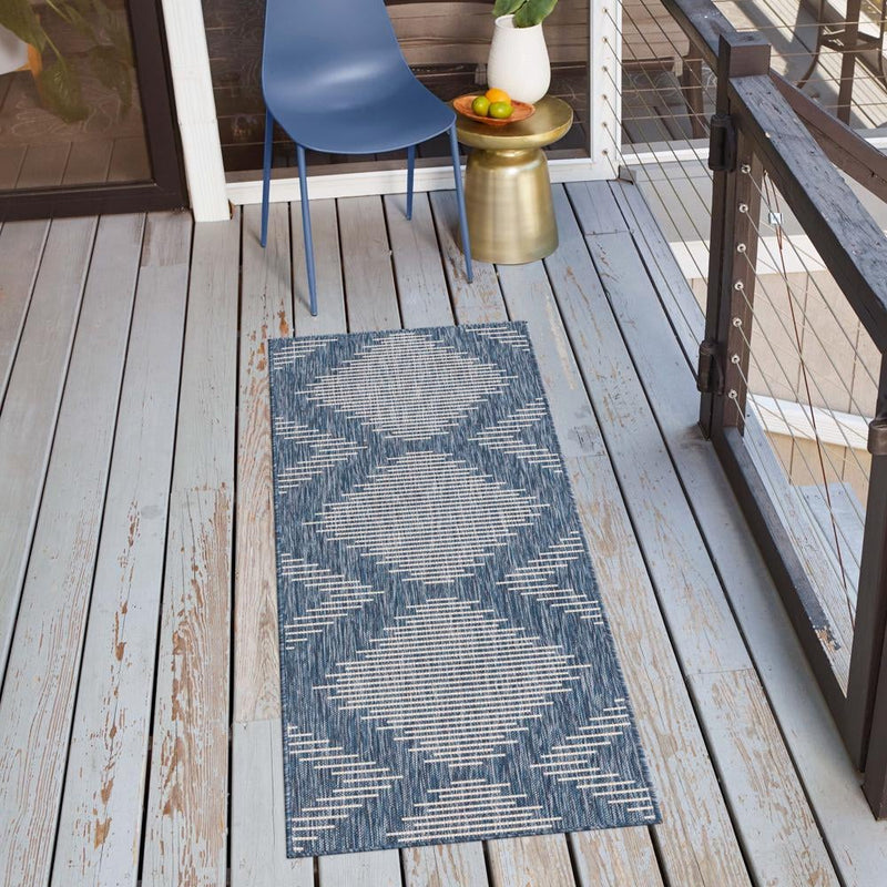 Urban Terrace Collection Area Rug - Chelsea (Blue) Runner Blue lifestyle 13
